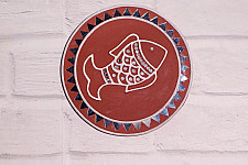 Home And Living | Handmade ~ Kutch Lippan Mud Work Fish - Terracotta