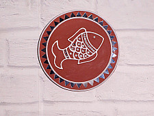 Home And Living | Handmade ~ Kutch Lippan Mud Work Fish - Terracotta
