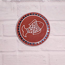 Home And Living | Handmade ~ Kutch Lippan Mud Work Fish - Terracotta