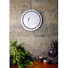 Home And Living | Handmade ~ Kutch Lippan Mud Work Holy Cow - White