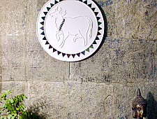 Home And Living | Handmade ~ Kutch Lippan Mud Work Holy Cow - White