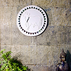 Home And Living | Handmade ~ Kutch Lippan Mud Work Holy Cow - White