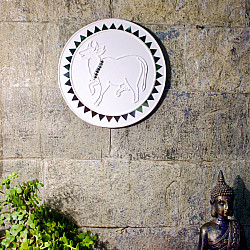 Home And Living | Handmade ~ Kutch Lippan Mud Work Holy Cow - White