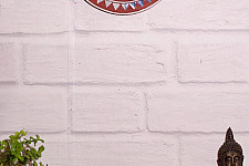 Home And Living | Handmade ~ Kutch Lippan Mud Work Om symbol - Terracotta