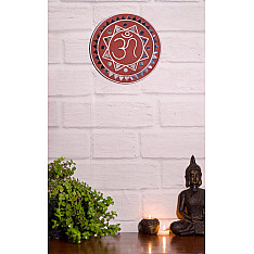 Home And Living | Handmade ~ Kutch Lippan Mud Work Om symbol - Terracotta