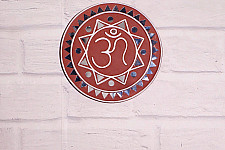 Home And Living | Handmade ~ Kutch Lippan Mud Work Om symbol - Terracotta