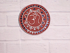 Home And Living | Handmade ~ Kutch Lippan Mud Work Om symbol - Terracotta