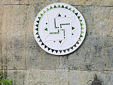 Home And Living | Handmade ~ Kutch Lippan Mud Work Swastik symbol - white