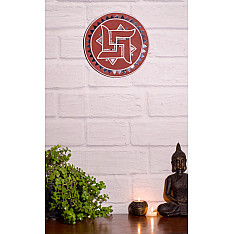 Home And Living | Handmade ~ Kutch Lippan Mud Work Swastik symbol - Terracotta