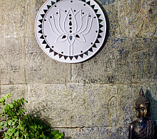 Home And Living | Handmade ~ Kutch Lippan Mud Work Lotus - White