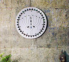 Home And Living | Handmade ~ Kutch Lippan Mud Work Lotus - White