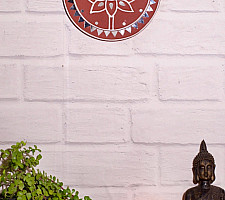 Home And Living | Handmade ~ Kutch Lippan Mud Work Lotus - Terracotta