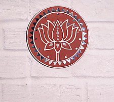 Home And Living | Handmade ~ Kutch Lippan Mud Work Lotus - Terracotta