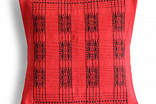 Home And Living | Handwoven Pamo Red and Black Tribal Cushion Cover