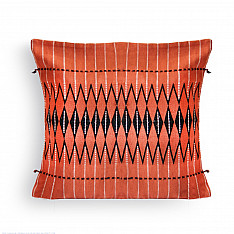 Home And Living | Handwoven Dzukou Orange and Black Tribal Cushion Cover