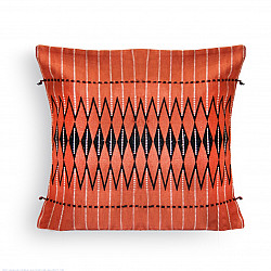 Home And Living | Handwoven Dzukou Orange and Black Tribal Cushion Cover