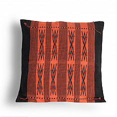 Home And Living | Handwoven Japfu Orange and Black Tribal Cushion Cover