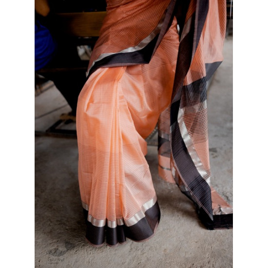 shop Maheshwari Handloom Cotton Silk Saree - peach color