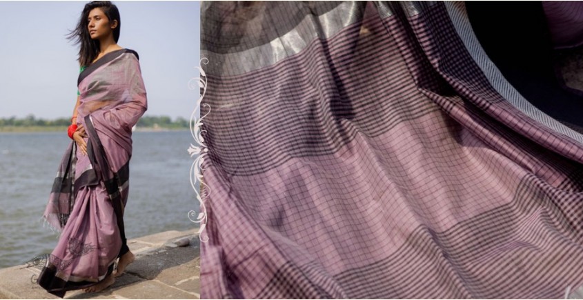 shop Maheshwari Handloom Cotton Silk Saree - purple 