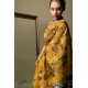 Yellow batik silk cotton handloom saree