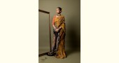 Yellow batik silk cotton handloom saree