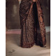 Ajrakh Silk Cotton Hand Block Printed black Saree