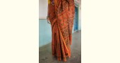 Ajrakh Silk Cotton Hand Block Printed orange Saree