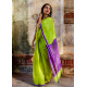 Silk cotton handloom saree - Parrot Green