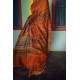 Ajrakh Silk Cotton Hand Block Printed orange Saree