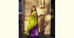 Kamya . काम्या ~ Handloom Silk Cotton Saree - Parrot Green