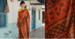 Kamya . काम्या ~Ajrakh Silk Cotton Block Printed Saree - orange
