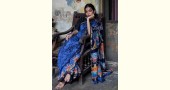 batik handloom maheshwari silk saree - blue