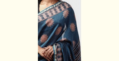 Kamya . काम्या ✽ Cotton Silk Dabu & Pharad Block Printed Indigo Saree - 42