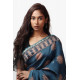 shop Cotton Silk Dabu & Pharad Block Printed Indigo Saree