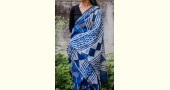 dabu hand block printed cotton silk indigo saree 