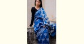 dabu hand block printed cotton silk indigo saree 