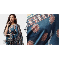 Kamya . काम्या ✽ Cotton Silk Dabu & Pharad Block Printed Indigo Saree - 42