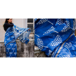 Kamya . काम्या ✽ Cotton Silk Dabu & Pharad Block Printed Indigo Saree - 46