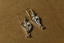 Shashi | Filigree Silver Earring - Paan Shape 