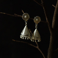 Shashi | Filigree Silver Earring - Jhumka