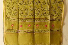 Block Printed Kota Cotton | Kota Doria Dupatta - (Options - Yellow, Indigo, Green, Purple)