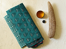 Block Printed Kota Cotton | Hand Embroidered Saree