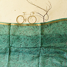 Block Printed Kota Cotton | Block Printed - Kota Doria Green Dupatta 