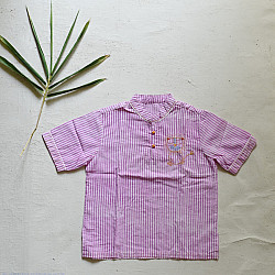 Little Karigari | Pure Cotton Embroidered - Stripe Shirt