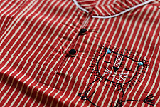 Little Karigari | Pure Cotton Embroidered - Stripe Red Shirt