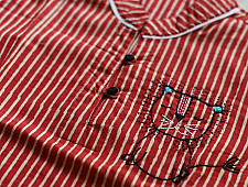 Little Karigari | Pure Cotton Embroidered - Stripe Red Shirt