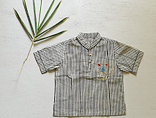 Little Karigari | Pure Cotton Embroidered - Black Stripe Shirt