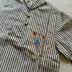 Little Karigari | Pure Cotton Embroidered - Black Stripe Shirt