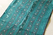 Block Printed Kota Cotton | Hand Embroidered Saree - Cyan Blue Color