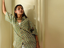 Sanganeri Shirt ✯ Pure Cotton - Block Printed Green Shirt